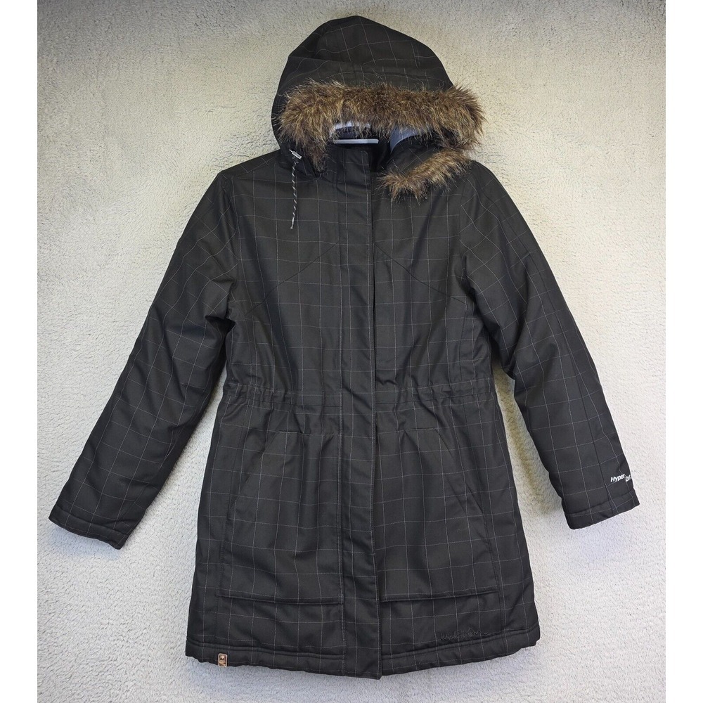 Wind River Parka Coat Womens M Black Faux Fur Trim Hyper Dri HD2 T-Max